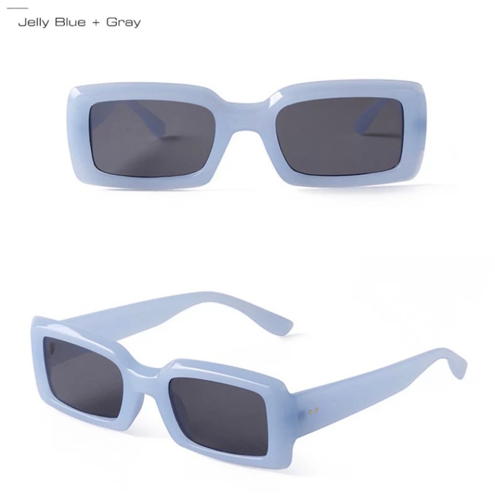 BLUE WITH GRAY LENSES JELLY LUXURY RECTANGLE STATEMENT … - Picture 2 of 4